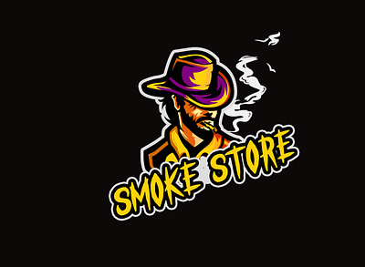 smoke store branding cartoon character illustration logo mascot design mascot logo shop vector