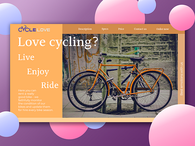 Cycle rent website concept bike bike rental bikes concept design ui web webdesign website website design