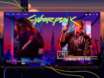 Cyberpunk 2077 website concept concept cyberpunk design neon neon colors neon light ui web webdesign website website design