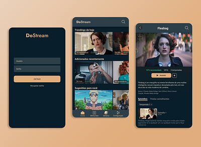 DoStream app login login page logo menu movies typography ui ux