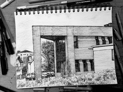 Architecture sketch pen and ink penandink sketchbook traditional art