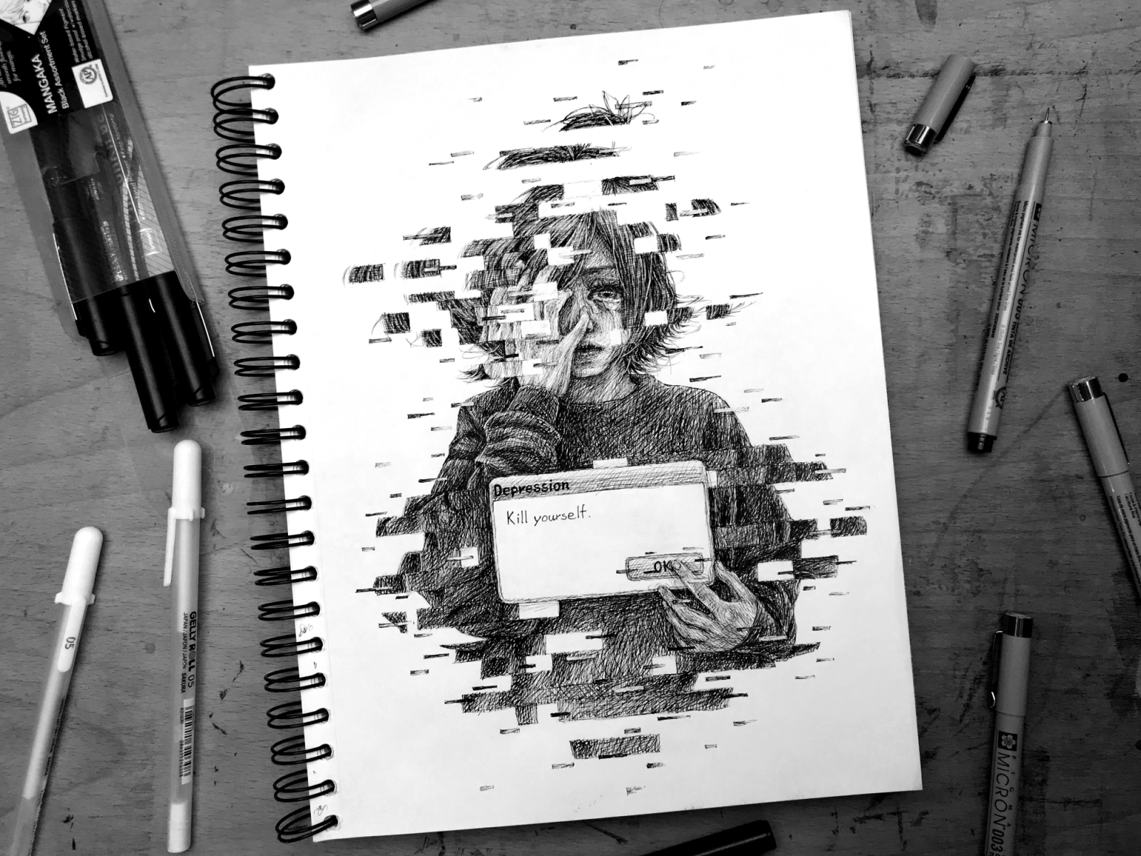 Depression Drawing by Daniel Robert  Fine Art America