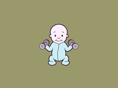 Baby Strong baby cartoon fitness green illustration vector