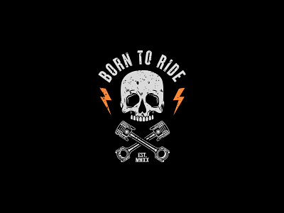 Born to Ride Logo for T-Shirt design illustration logo pistons skull skull art skull design skull icon skull logo vector