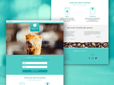 Kinship Coffee Co. Landing page