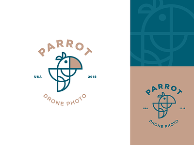 Parrot - Drone Photo branding circle logo design logo drone logo lines parrot parrots logo visual identity