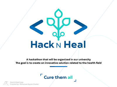 Hack N Heal Hackathon Logo Design app app dev biology branding design hackathon health insat logo logo design medical plant technology