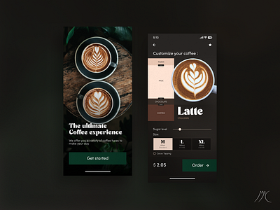 Coffee shop app design android app beans cafeine café coffee coffee shop drinks hot drinks ios mobile ui