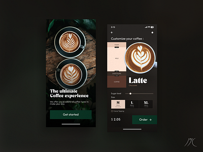 Coffee shop app design