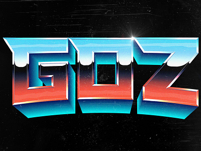 Goz Retro 80's chrome logo typography
