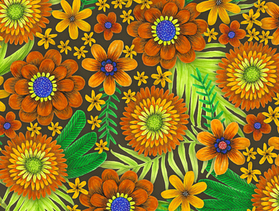 vintage-inspired floral floral hand drawn pattern vintage