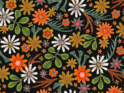 funky little floral in warmish colors