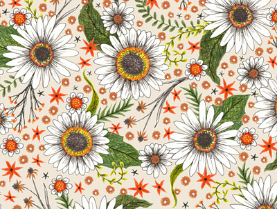 daisy pattern daisies floral flowers illustration pattern patterns surface design