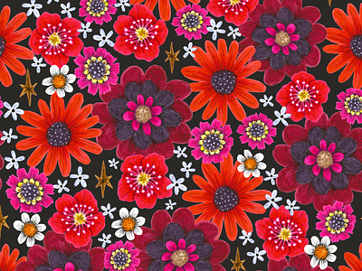 red, pink and purple floral
