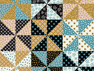 pinwheel patchwork floral pattern patchwork pattern surf surface pattern design
