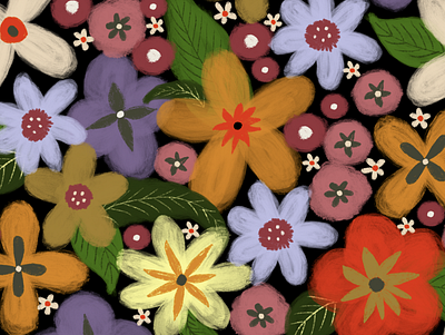 bright brushy floral pattern art licensing floral floral pattern illustration pattern procreate surface design surface pattern design