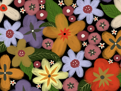 bright brushy floral pattern