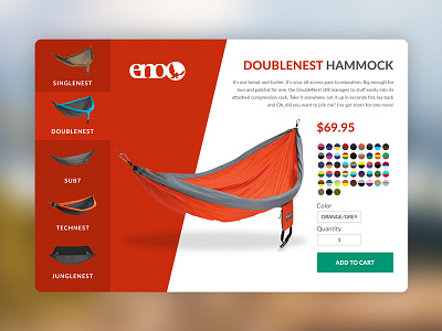 DoubleNest Hammock - Product Page camping card check out page colors ecommerce eno hammock hiking nav product product card shopping