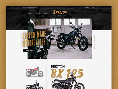 Brixton Moto austria bikes brixton cafe rider gold grunge landing page moto motorcycles vintage web design website