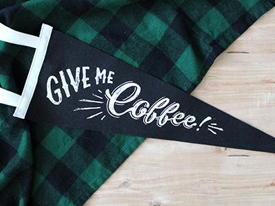 Give Me Coffee Pennant classic coffee decor handlettering home illustration lettering pennant plaid type typography vintage