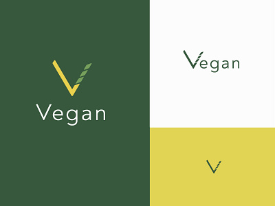 Vegan Logo Design branding elegant flat green idenity identity branding logo logodesign smartlogo symbol v vector vegan veggies