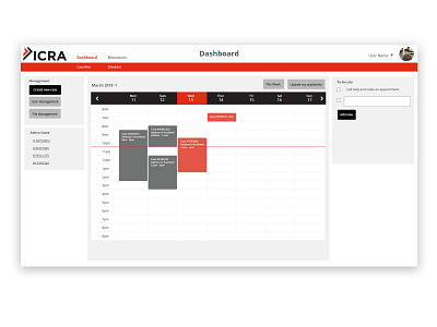 Dashboard with Calendar app calendar dashboad legal legaltech reactjs ui ux