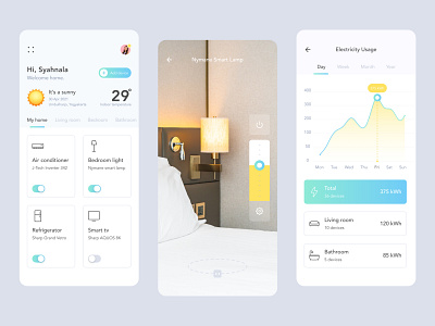 Smart Home App app augmented reality clean clean ui design flat home home automation interface light mobile mobile app smart smart app smart device smarthome ui uiuxdesign ux