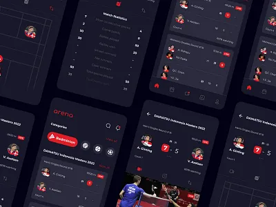 Arena | Sport Live Score App app badminton basketball football live livescore mobile score soccer sport sportapp stats ui uiuxdesign ux