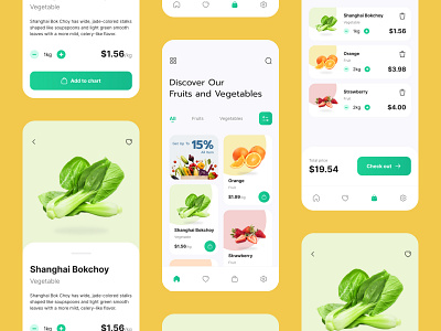 Fresh - Grocery Mobile App app clean design foods fresh fruits grocery grocery app market mobile shop ui uiuxdesign ux vegetables