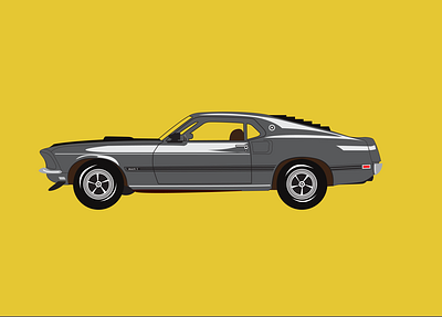 1969 Ford Mustang Mach 1 animation design illustration