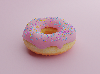 Tasty Pink Donut 3d 3d art blender blender3d confetti desert donut food pink sweet tasty