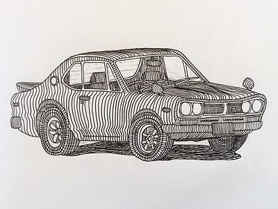 1972 Nissan Skyline GT-R car drawing illustration nissan paper pen
