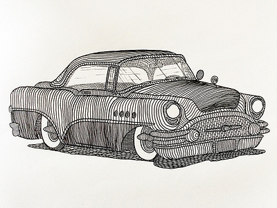 1955 Buick buick car classic drawing illustration paper pen