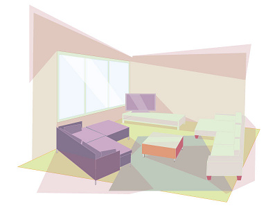 Our living room furniture illustration interior retro summer vancouver