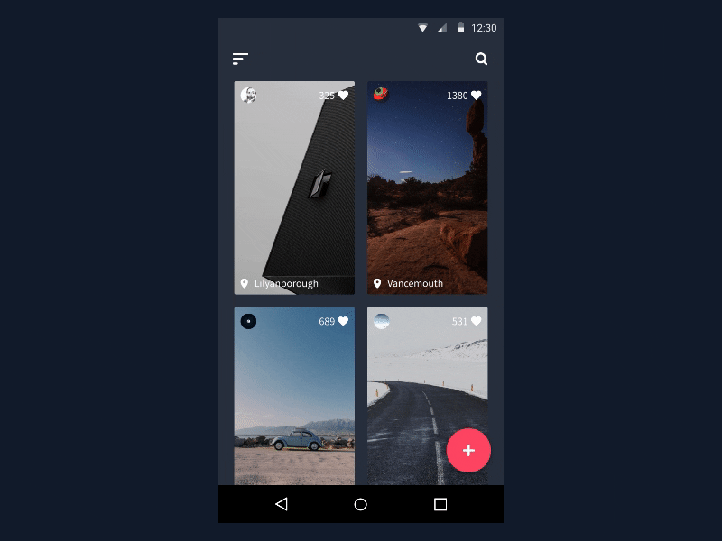 color feed android app gif ui ux