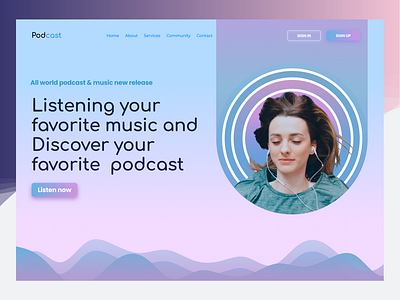 Hello Dribbble! My First Shot design illustration landingpage music podcast typography ui web website