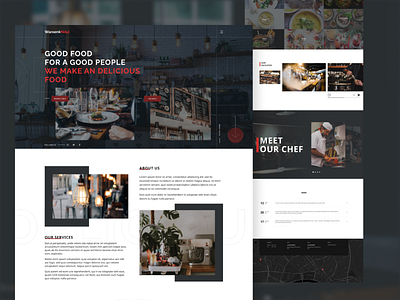 Restaurant Landing Page_WarungNdul burger chef delicious food design desserts food indoor landingpage meat outdoor restaurant salad typography ui ux