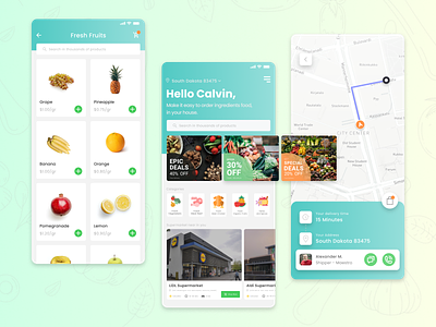 Grocery Apps - Online Shopping branding clean design fruits and vegetables online grocery grocery app ingredients market mobile app design mobile design mobile ui online online shopping onlineshop sale store supermarket typography ui ux
