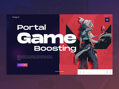 Kingz - Website Header Section bold boost buy dark design game gaming header landingpage typography ui ux valorant website