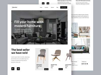Interior - Furniture Web Design b2b clean furniture landingpage marketing professional sharp simpe ui website