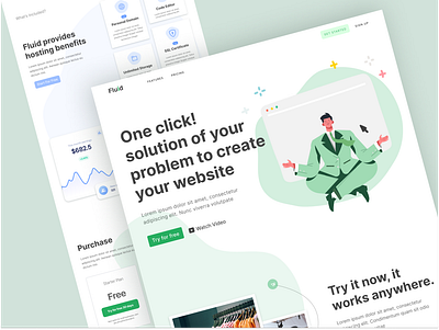 Fluid - Easy Create Website SaaS Landing Page agency b2b finance header illustration landing page marketing pwa saas ui website