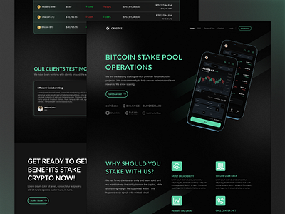 CRYSTKE - Landing Page Stake Crypto bitcoin clean crypto design ethereum landingpage market mobile nft saas staking typography ui ux website
