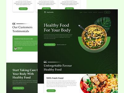 HeyFoodie - Landing Page Website clean design diet food fresh fruits graphic design green healthy landingpage typography ui ux vegetables website
