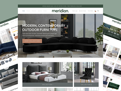 Meridian Furniture ECommerce agency branding cro design ecommerce furniture graphic design green logo luxury ui website