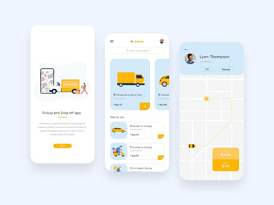 Pickup & Drop off App Design android app app app development appdesign application concept navigation payment planner platform search