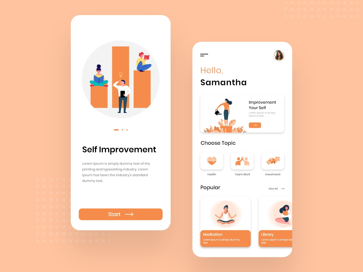Self Improvement App Design by Unary team on Dribbble