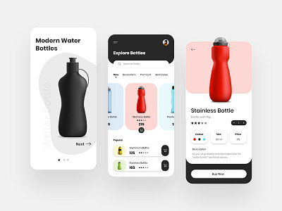 Water Bottle Shopping App Design