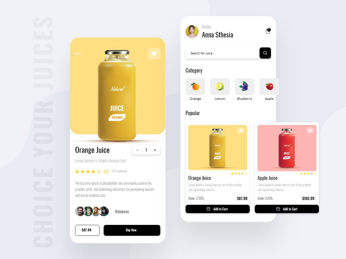 Fresh Fruit Juice App Design by Unary team on Dribbble