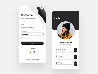 Water Bottle Shopping App Design