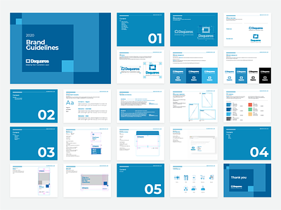 DSquares Brand Manual blue book brand guideline brand identity brand manual branding collateral icon identity logo stationery